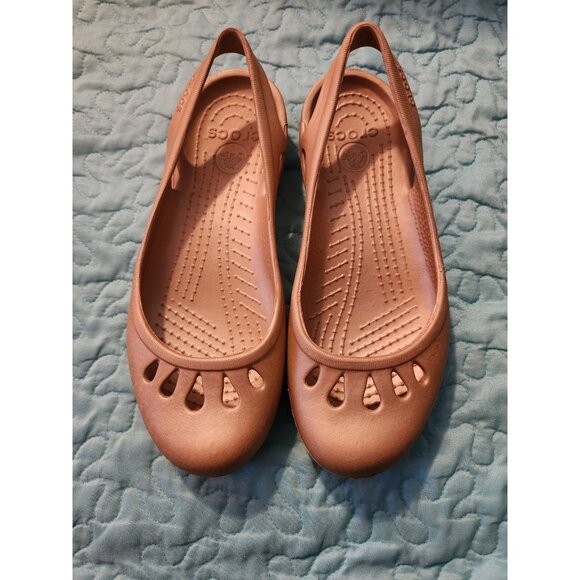 Crocs Gold Ballet Flats Size Womens 7 - Picture 1 of 4